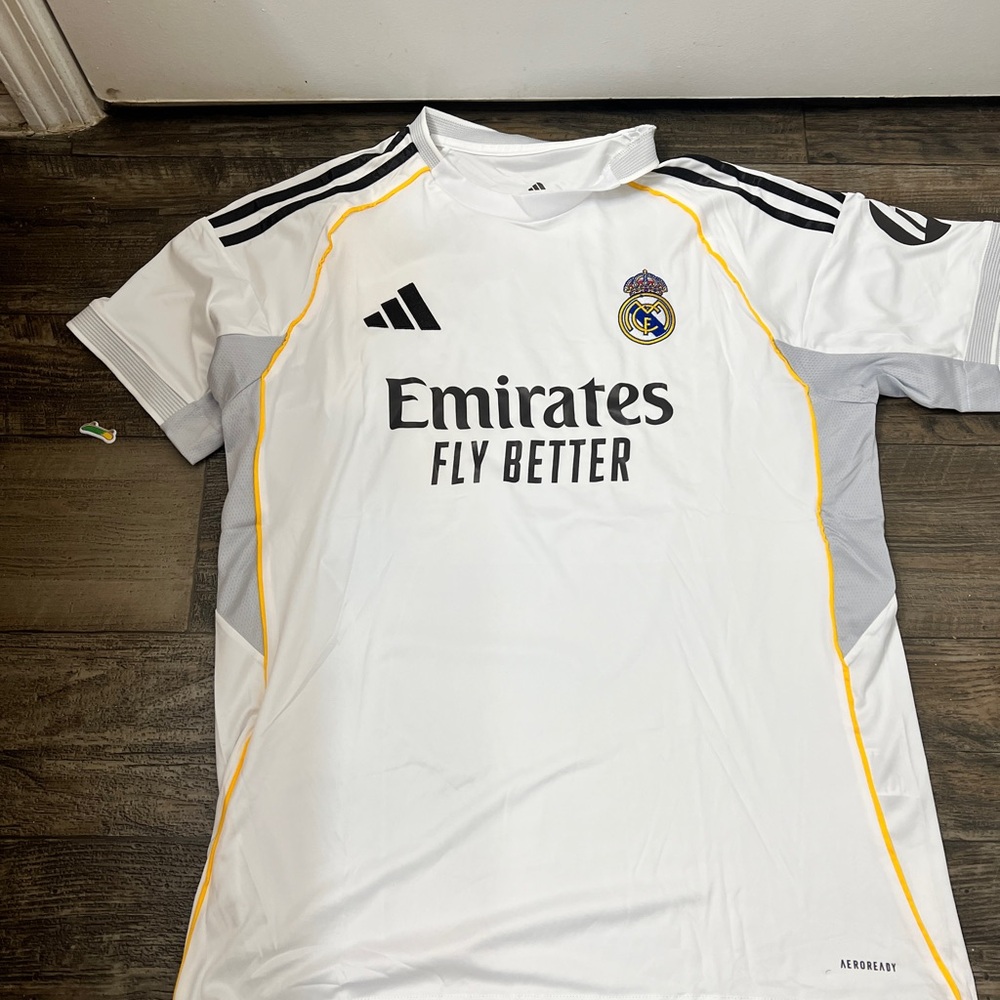Adidas White Real Madrid Jersey with Black Logo